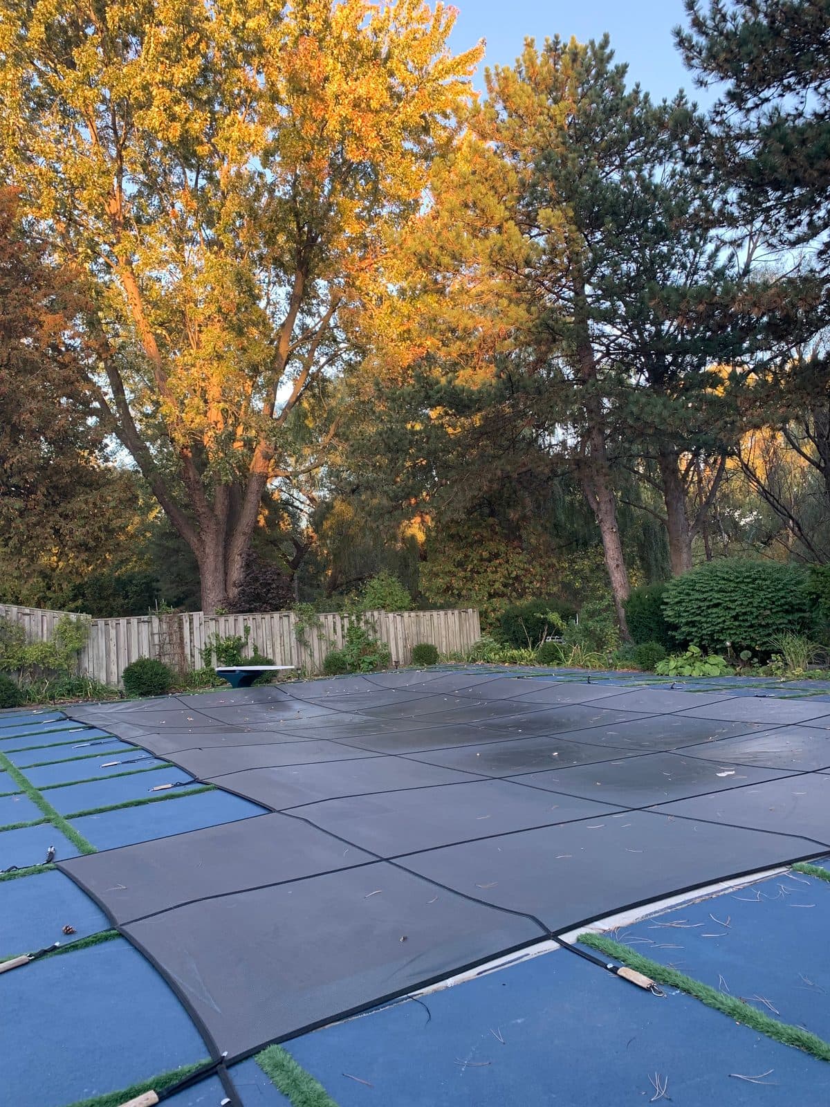 Pool with a winter cover on